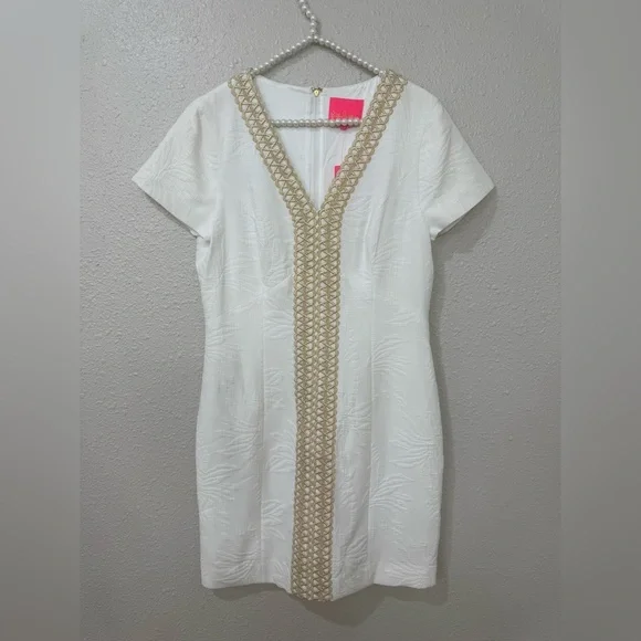NWT Lilly Pulitzer Arie Stretch Shift Dress - Resort White Palm Paradise Sz 10 - Picture 3 of 11
